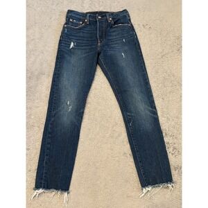 Levi's 501 Jeans Womens 25x28 (25x27) Dark Wash Button Fly Blue Denim Casual